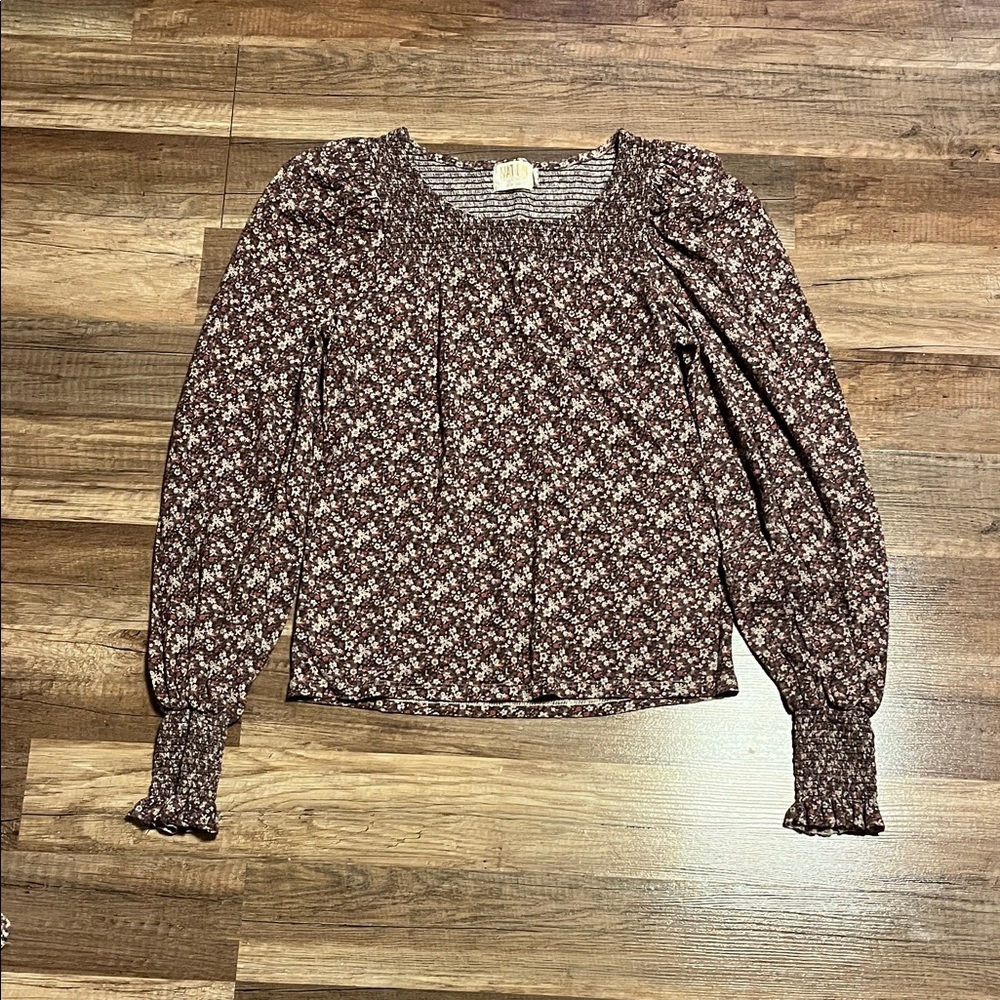 Nation LTD Floral Print Blouse in Brown and White